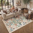 thumbnail image 3 of BERTHMEER 4'x6' Area Rugs for Living Room Bedroom Rugs Non Slip Washable Floral Beige Vintage Carpets Oriental Flower Office Dorm Dining Room Traditional Throw Rugs, Multicolor, 3 of 7