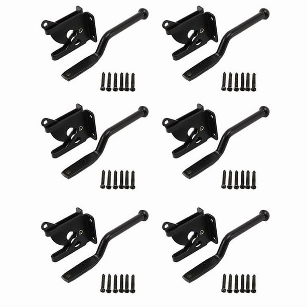 6X Cerradura de Puerta Con Cerradura Automática Palanca de Gravedad Automática Cerradura de Puerta para Cerco de Madera Cierres de Puerta Acero Negro