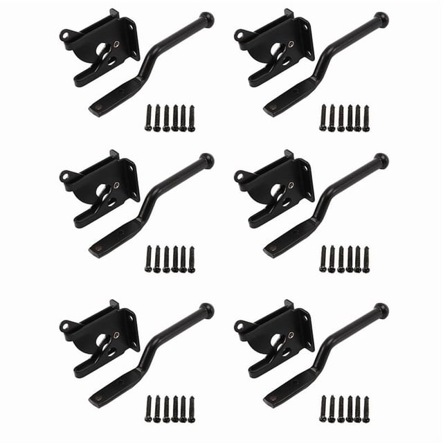 6X Cerradura de Puerta Con Cerradura Automática Palanca de Gravedad Automática Cerradura de Puerta para Cerco de Madera Cierres de Puerta Acero Negro