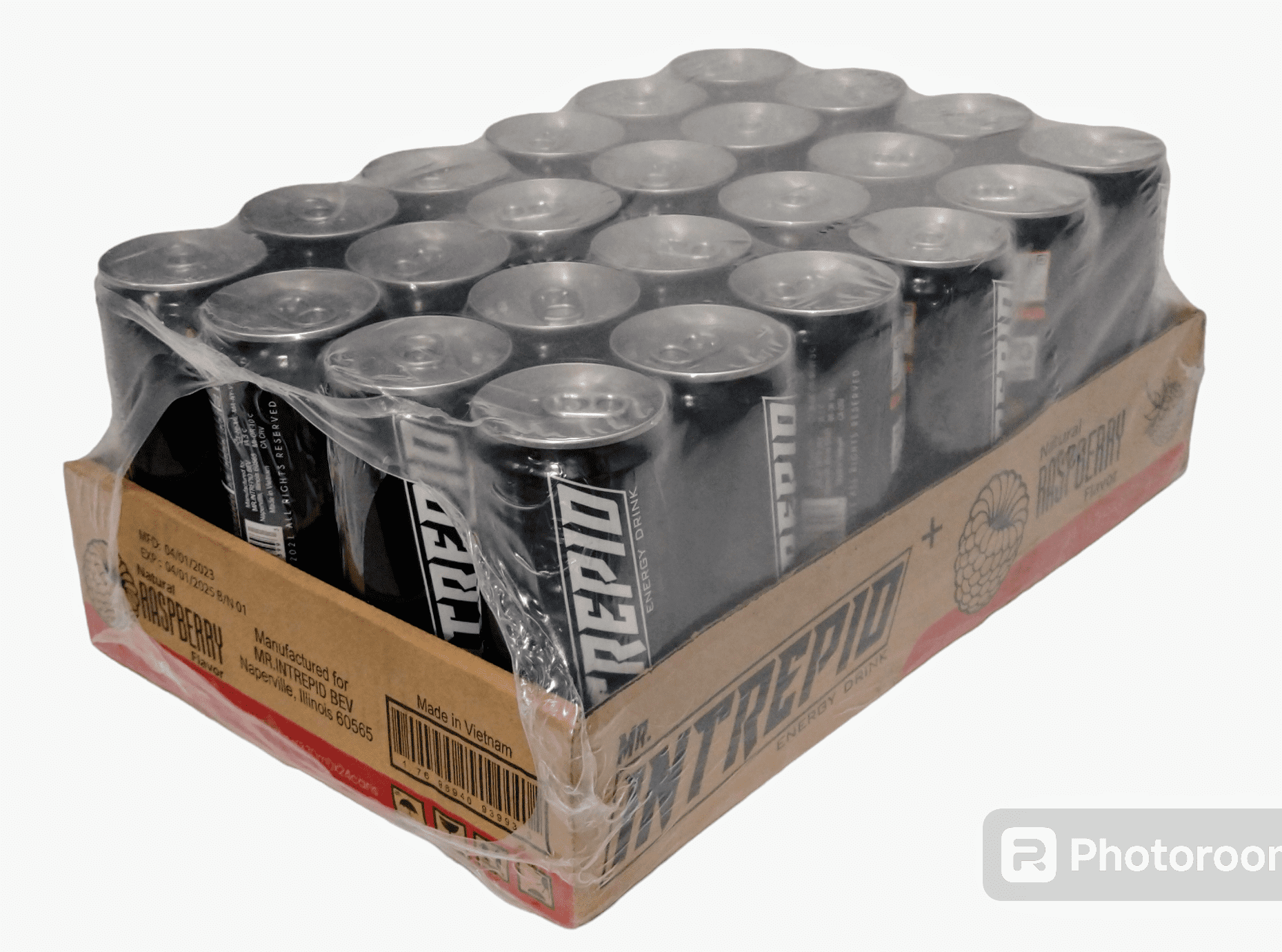 Mr. Intrepid Raspberry Caffeine Added Energy Drink, 24 Count, 11.16 fl oz