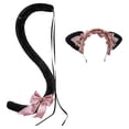 thumbnail image 3 of Diadema y Cola con Orejas de Gato Accesorios para Disfraces de Cosplay para Niños y Adultos Negro Rosa, 3 of 7
