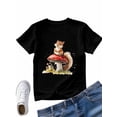 thumbnail image 6 of Women's T-Shirt Red Mushroom Watercolor Cute Squirrel Short Sleeve Casual Tee Classic Crew Neck T Shirt for Women Black, S, 6 of 7