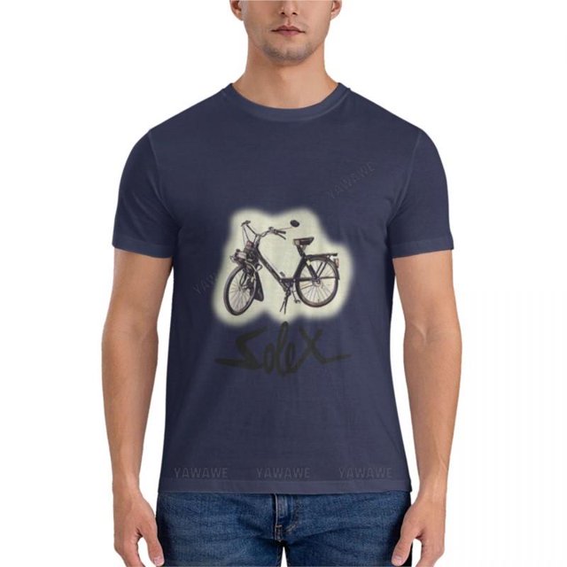 Velosolex-Camiseta ajustada Vintage para hombre camisa gráfica con cuello redondo color negro