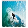 thumbnail image 3 of Ambesonne Ride the Wave Shower Curtain, Wave Surfer Sport, 69"Wx75"L, Sky Blue White, 3 of 3