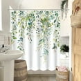 thumbnail image 3 of 84 Inch Extra Long Green Eucalyptus Shower Curtain Watercolor Floral Plant Leaf Shower Curtains for Bathroom Botanical Flower Waterproof Fabric Bath Curtain with Hooks (Green, 72'''' x 84''''), 3 of 6