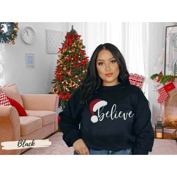 Believe Christmas Santa Hat Sweatshirt