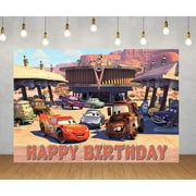 Cars McQueen Cartoon Theme Birthday Flag Background Banner Children's Party Decoration supplies Photography Photo Prop ,70.8x43.3inch.