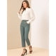 thumbnail image 4 of INSPIRE CHIC Pantalones de tobillo de trabajo de oficina trasera elásticos de cintura alta a cuadros de mujer Verde XS, 4 of 6