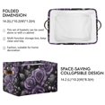 thumbnail image 2 of Yayeee Canvas Storage Basket with Handles for Shelves Fabric Bins Closet Organizer, Purple Roses, 2 of 8