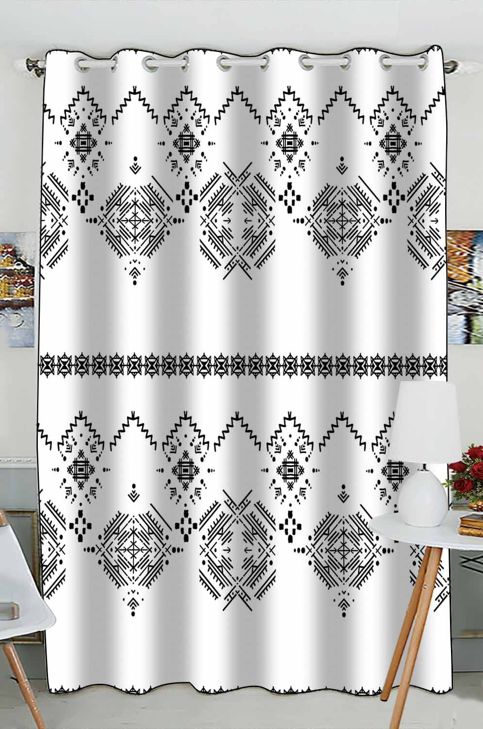 ABPHQTO Ethnic Tribal Art Boho Texture Grommet Blackout Curtain Room