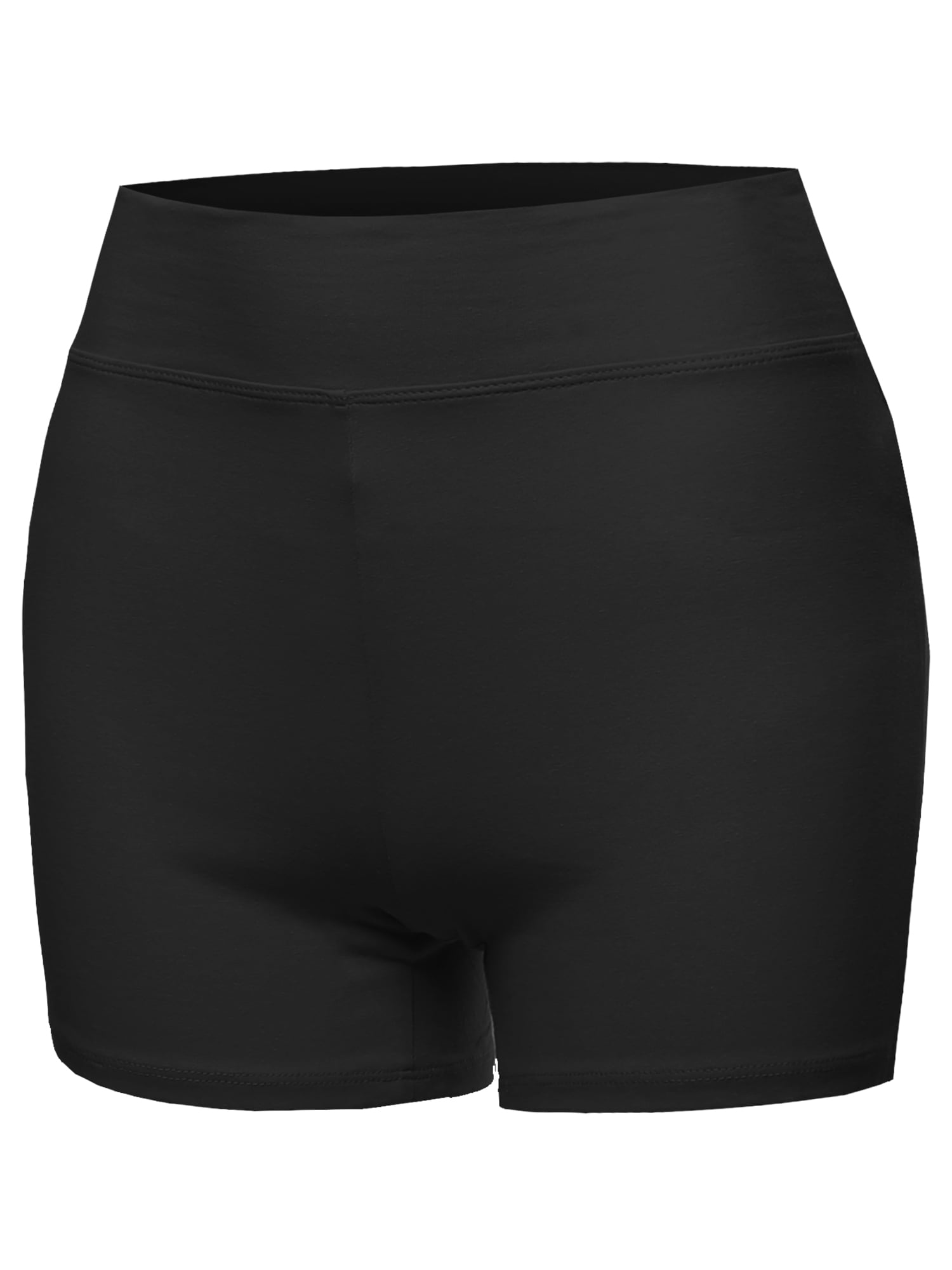 A2Y Women's Basic Solid Premium Cotton High Rise Bike Shorts Black 1XL ...