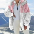 thumbnail image 2 of VISALY Womens Zip Up Hoodies Sweater Jacket Coat Stitching Three- Pocket Soft Hooded Pullover Sweatershirt Warm Artificial Wool Coat Outwear Casual Sweaters Fleece Hoodies Winter Sweaters Pink 4Xl, 2 of 7