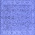 thumbnail image 1 of Ahgly Company Machine Washable Indoor Square Oriental Blue Traditional Area Rugs, 4' Square, 1 of 4