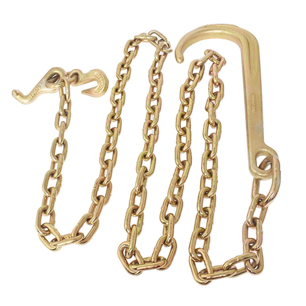 SEBLAFF 5/16 x 8 FT Grade 70 Tow Chain 15 J Hook and T Hook Mini J Hook