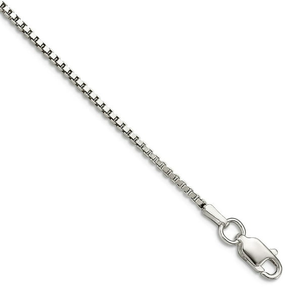 925 Sterling Silver Solid Polished Lobster Claw Closure 1.4mm Box Chain Bracelet 7 Inch Spring-Ring Link Bracelet for Wo