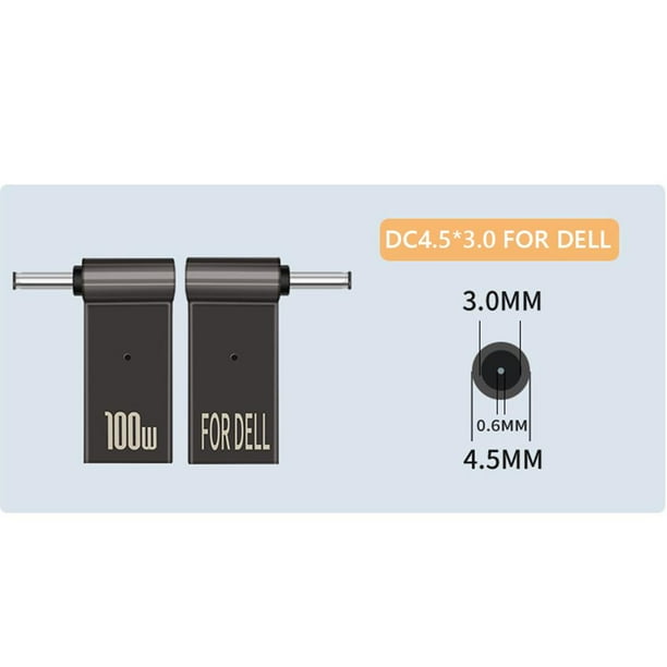 Convertidor de clavija PD tipo C hembra a macho DC para Dell 19.5V (4.5x3mm)