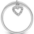 thumbnail image 2 of Sterling Silver Rhodium Plated Diamond Heart Dangle Ring (Size 7) Made In India qr5701-7, 2 of 5