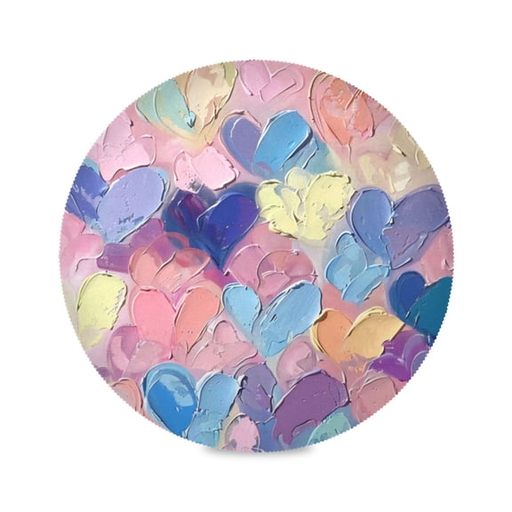 Round Plate Mat 15.4x15.4 Inchesx1 Placemat Table Mat Kitchen Mat Coffee Mat Fabric Thick, Strong Wear-Resistant, Heat Resistance Pink Heart