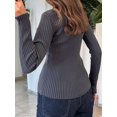 thumbnail image 4 of Women'S Casual Simple Solid Color Long Sleeve Shirt Wool Top Button Striped Lapel Work Shirt Dark Gray XL, 4 of 8