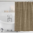 thumbnail image 4 of Brown Linen Bathroom Shower Curtains with Hooks, Farmhouse Pure Color Country Vintage Waterproof Fabric Washable Shower Curtain for Home Hotel Bathtub Decor 54x78 Inch, 4 of 9