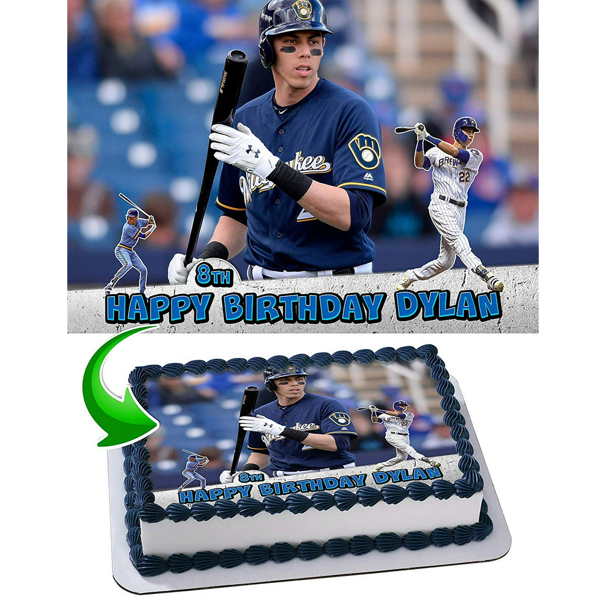 Christian Yelich Edible Cake Image Topper Personalized Picture 1/4 Sheet  (8x10.5) 
