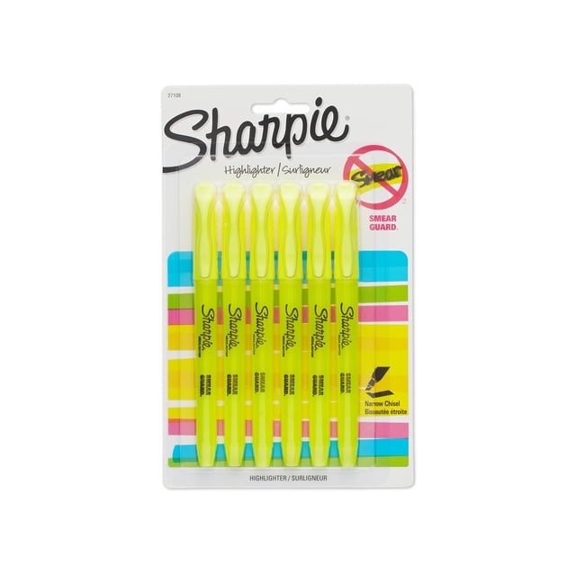 Iluminador Sharpie Accent Pocket Style amarillo fluorescente, paquete de 6