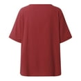 thumbnail image 6 of OSOLU Women V-Neck Solid Color Women Loose Pullover Short Sleeve Summer T-Shirt Tee Tops Lovely Dailywear, 6 of 6