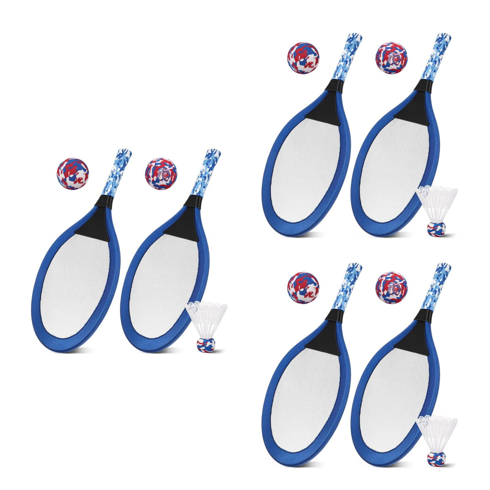 Masteelf 3 Pairs Children's Tennis Racket Kids Palying Badminton Oval Rackets Game Props for Kindergarten Primary School Outdoor Sports (Blue)