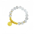 thumbnail image 1 of Pulsera de perlas de cristal blanco con colgante de moneda en tono dorado, 1 of 1