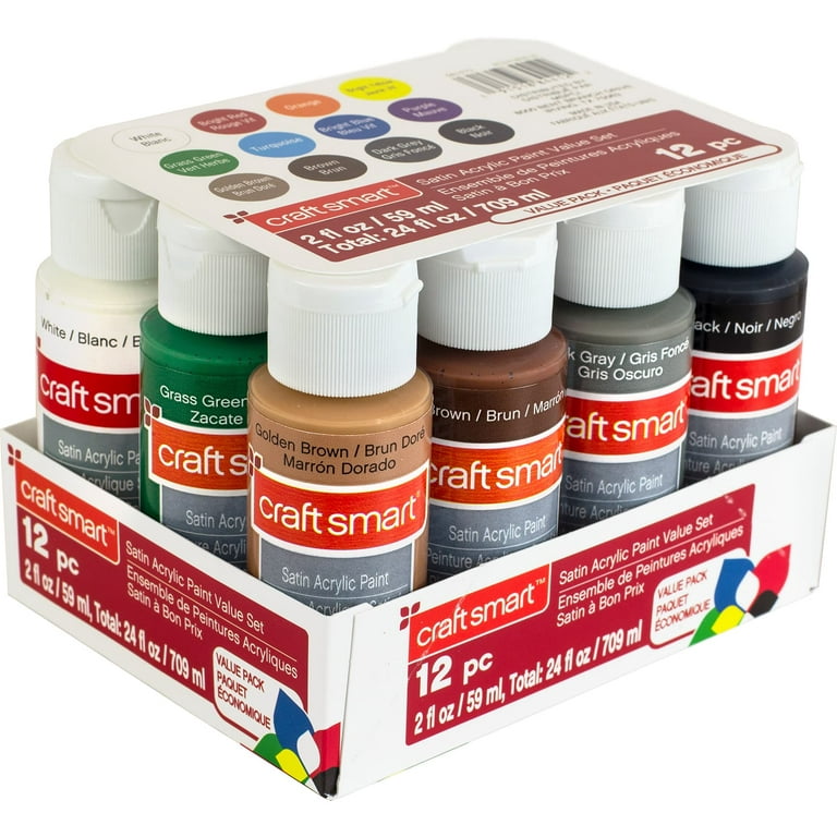 CraftSmart Regular, Matte, and Metallic Acrylic Paint Sets 3 and 4 pc 2oz  Each