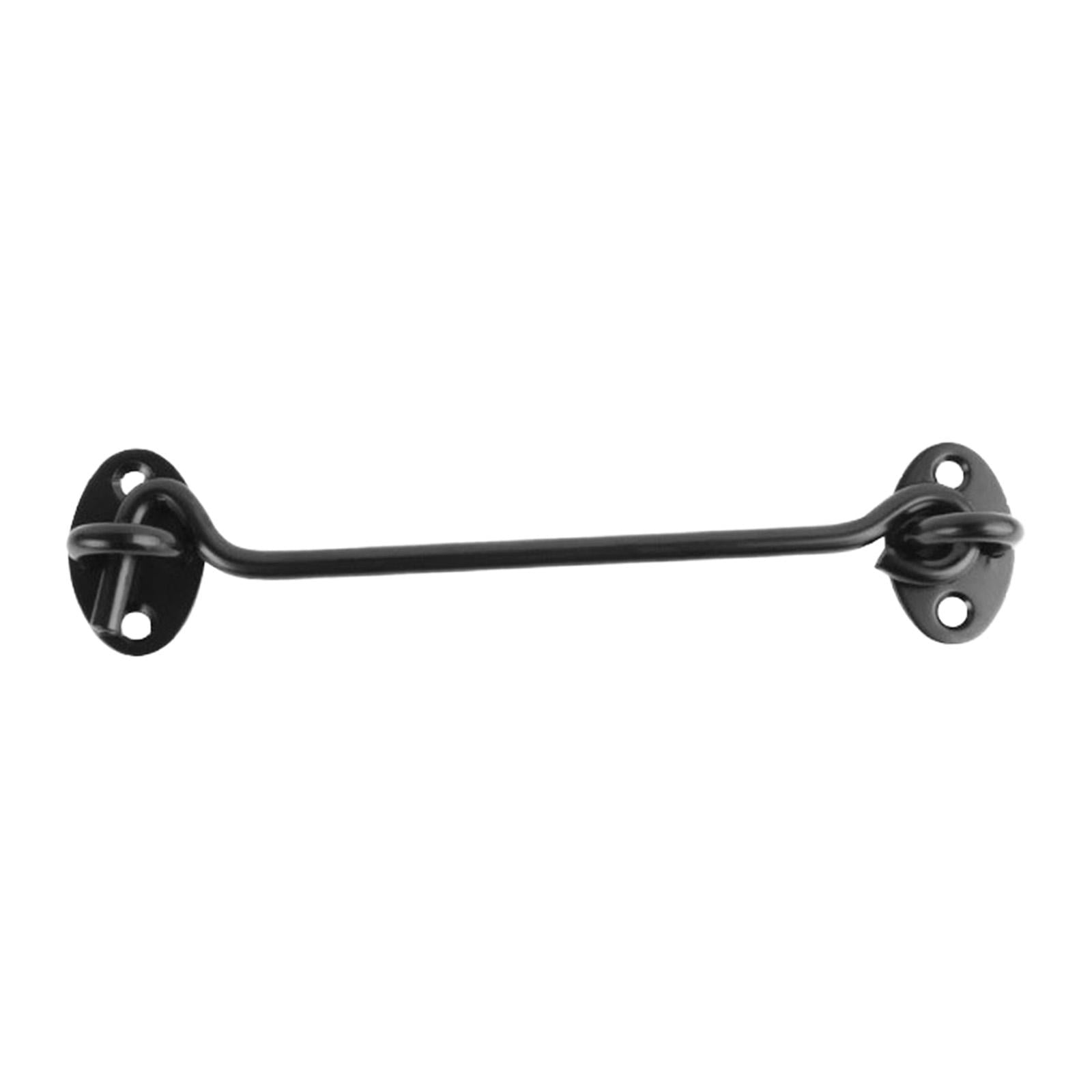 Hook and Eye Latch, Barn Door Latch with Screws,Barn Door Lock latches, Gate Latch Hardware for Shutters, Garage Door, Inside Door, Pocket Doors Black 19x4cm