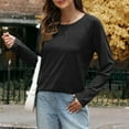 thumbnail image 3 of Fmbrln Womens Long Sleeve Shirts Fashion Casual Solid Color Tops Crew Neck Blouse Loose Comfy T-shirts Black 2XL, 3 of 9
