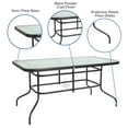 thumbnail image 4 of Flash Furniture Lila 7-Piece Glass Rectangular Patio Table and Slat Back Chairs Set, Black, 4 of 12