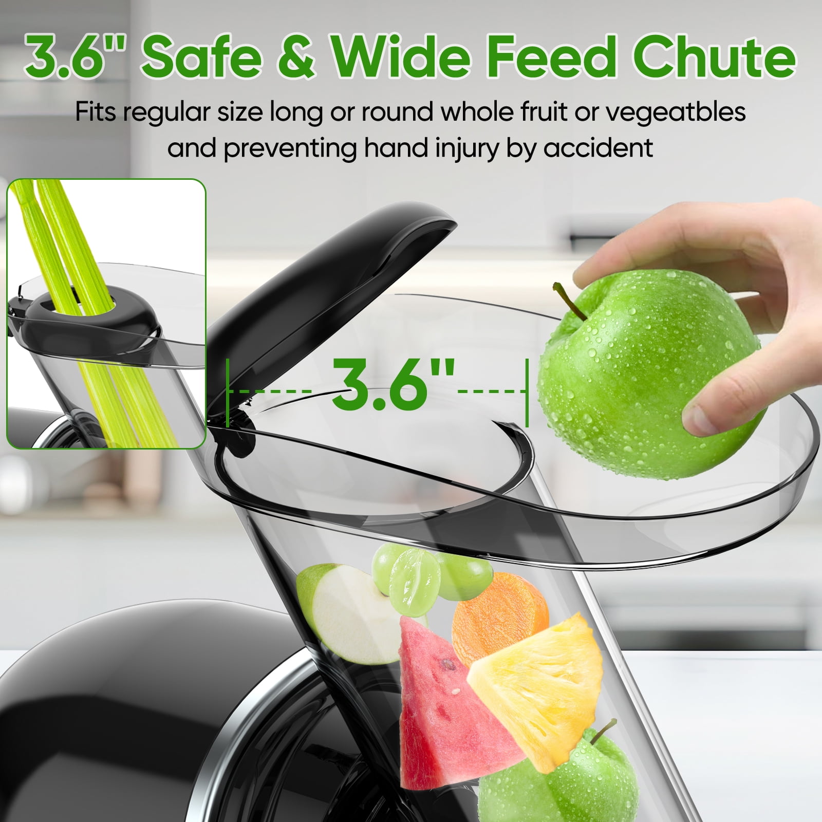 COZII Slow Masticating Juicer Extractor Soft/hard Mode & Quiet Motor, Cold press juicer machine 3.6 Inch Large Feed Chute For Vegetable and Fruit, Easy to Clean, Dishwasher Safe, High Juice Yield