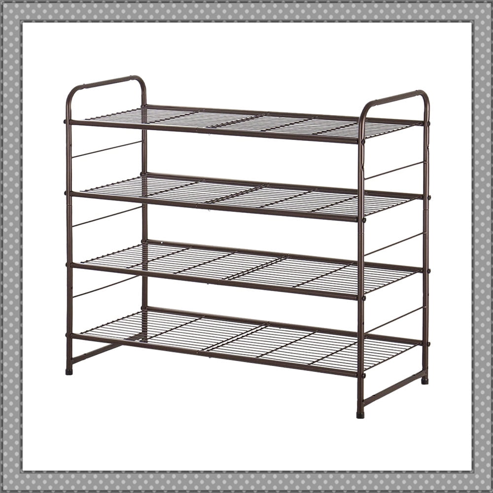 Auledio 4-Tier Metal Shoe Storage Rack,Adjustable and Freestanding Wire ...