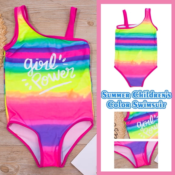Isvgxsz New Swimwear Toddler Girls Clearance Striped Cute Sleeveless Baby Girls One-Piece Swimsuits Lightweight Notch Neck Baby Swimsuit Multicolor 5/6
