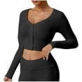 thumbnail image 2 of DAFPZW Fall Knit Cropped Cardigan Sweaters for Women Cozy Long Sleeve Going Out Tops Button Open Front Light Shirts, 2 of 5