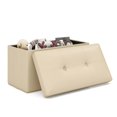 thumbnail image 2 of Costway Ottoman de Rangement Pliant Repose-Pieds Rectangulaire en Cuir PVC 22,5 Gallons Blanc, 2 of 2