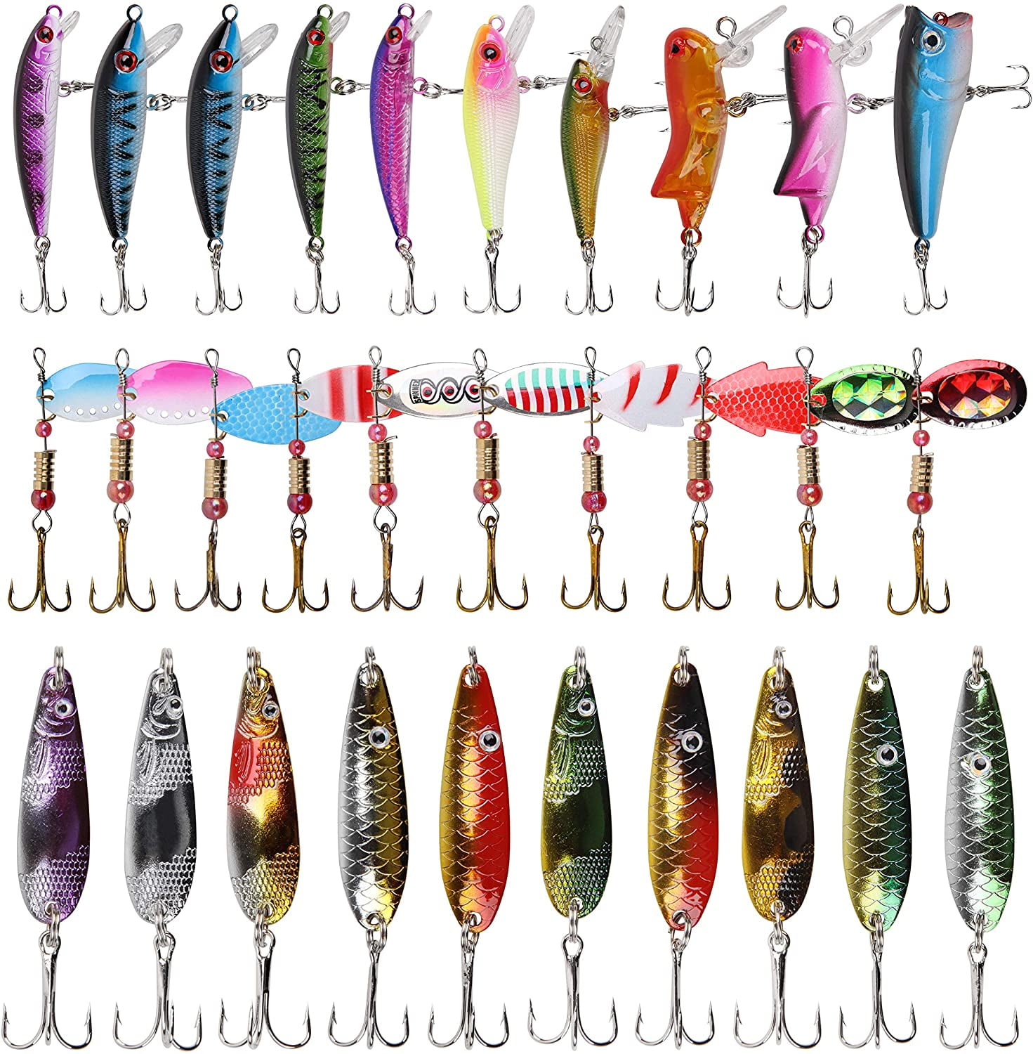 2x fishing lure spoon bait ideal for bass trout perch pike rotating fishing GAB 