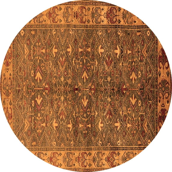 Ahgly Company Indoor Round Oriental Orange Industrial Area Rugs, 4' Round