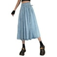 thumbnail image 2 of FASHOFT Jean Skirt for Women Plus Size Vintage Tencel Denim Skirt Elastic Waist Flared A Line Midi Length Slim Fit Casual Daily Wear Denim Skirts BU1, 2 of 4