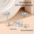 thumbnail image 3 of Wuziwen 2.5 Carat Round Cut Moissanite Stud Earrings for Women D Color VVS1 Simulated Diamond 925 Sterling Silver Earrings, 3 of 10