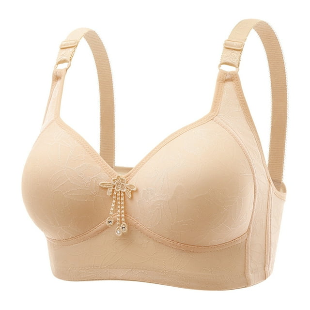 HNMKIU Workout Bras Women Sexy Lace Back Button Shaping Cup Adjustable Shoulder Strap Large Size Underwire Bra