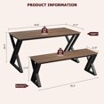 thumbnail image 2 of Litake Dining Table Bench Set for 4, Kitchen Table Set with 2 Benches, Rectangular Dining Room Table Set with Sturdy Metal Frame, Saving Space for Kitchen, Dining Room, Apartment, Brown, 2 of 6