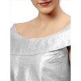 thumbnail image 4 of eloria Women's Art Silk Boat Neck Sari Top Blouse Partywear Sleevless Fillers With backside Zipper, Color : White, 4 of 6