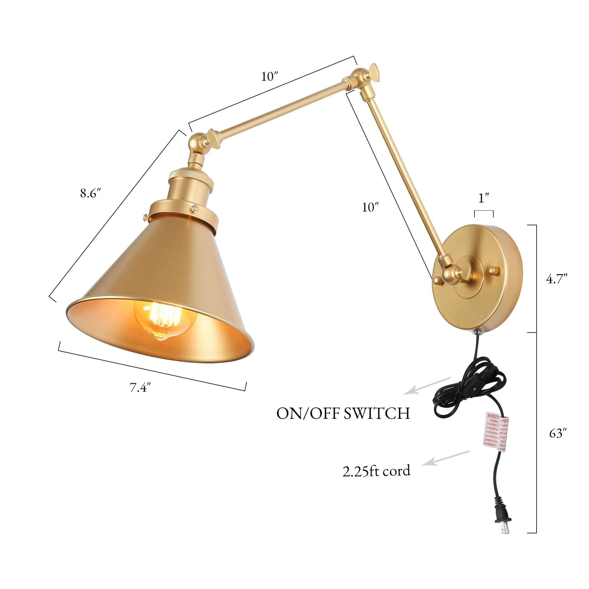 LNC 2 Pack 2-in-1 Plug in and Hardwired Gold Dimmable Swing Arm Modern Wall Sconce