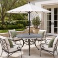 thumbnail image 4 of Round Outdoor Tablecloth with Umbrella Hole and Zipper, Grey Nordic Style Stripes Fitted Table Cover with Elastic Edge for 36-44 Inch, Black Gray Texture Waterproof Patio Tablecoths for Picnic, 4 of 9