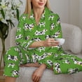 thumbnail image 6 of Pajama Sets for Women 2 Pcs, Realistic Cartoon Cute Cow Meadow Button Down Long Sleeve Sleepwear Lounge PJ Sets, 6 of 6