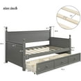 thumbnail image 4 of Harper & Bright Designs Solid Wood Twin Bed with Storage Daybed with Three Drawers Storage Twin Size Daybed Gray, 4 of 8
