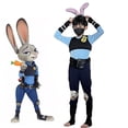 thumbnail image 5 of Disfraz de Halloween de animal loco, policía de la ciudad de anime, Judy, conjunto completo, disfraz de escenario de policía de conejo para padre e hijo, 5 of 5